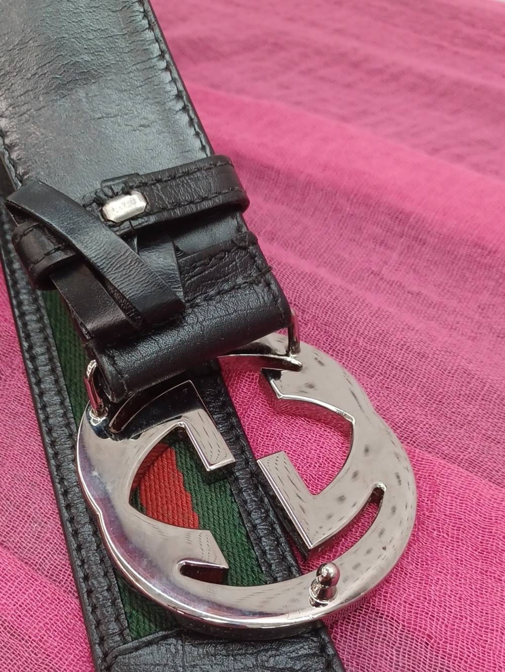 Gucci Vintage Web and Leather Belt - Picture 5 of 7